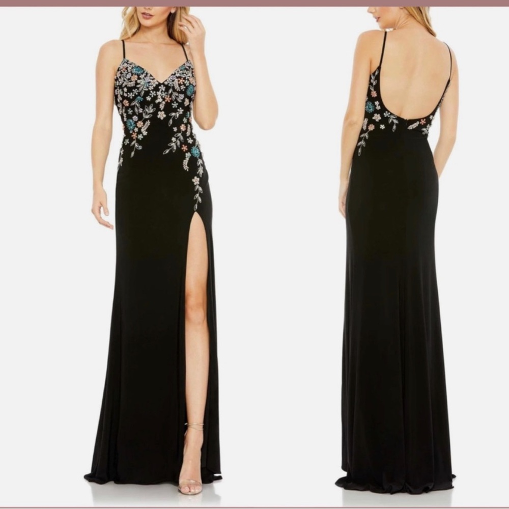 Mac Duggal 42006 MULTI COLOR BEADED FLORAL CAMI GOWN prom wedding any event